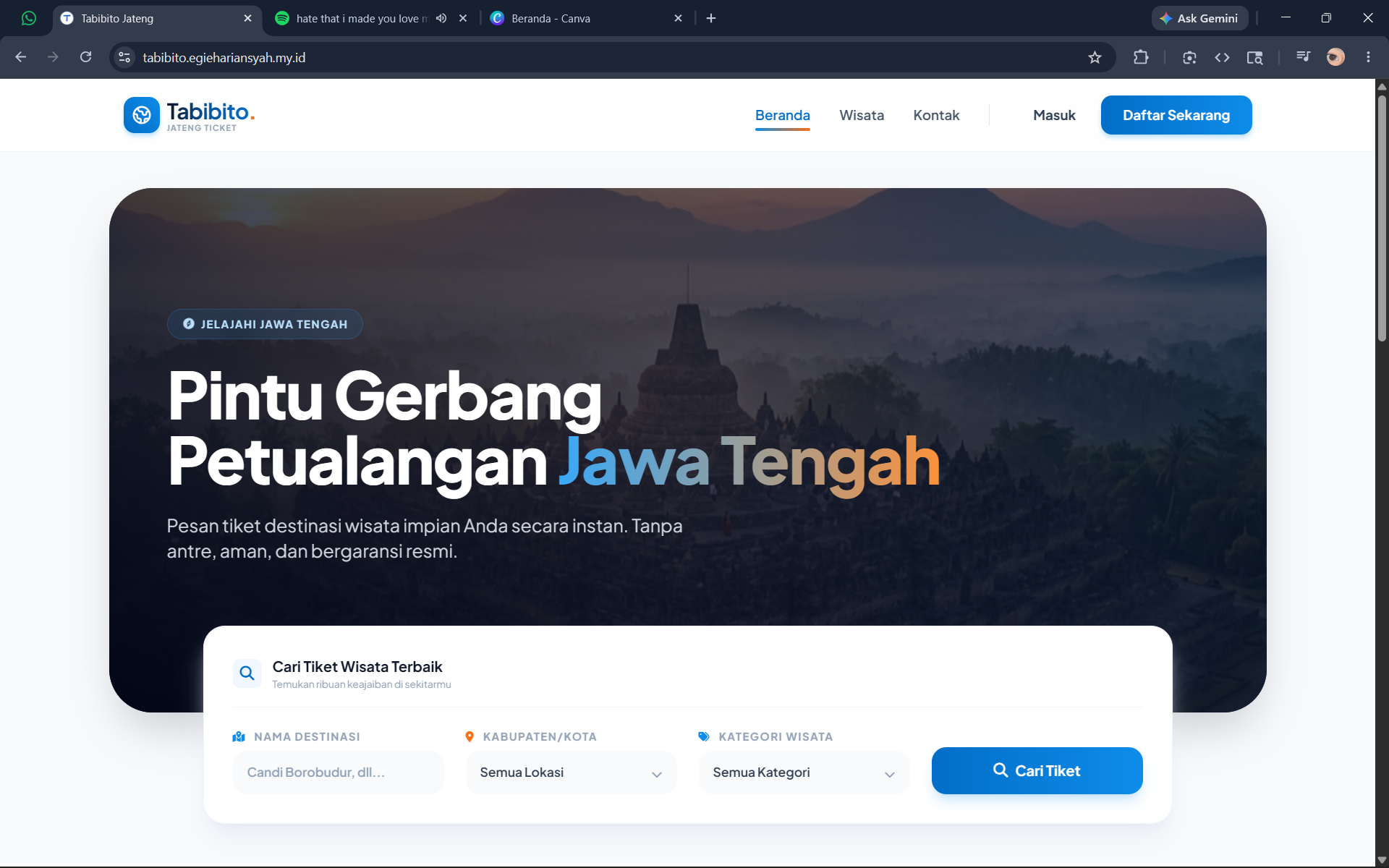 Tabibito (Ethan's Version): Website Booking Tiket