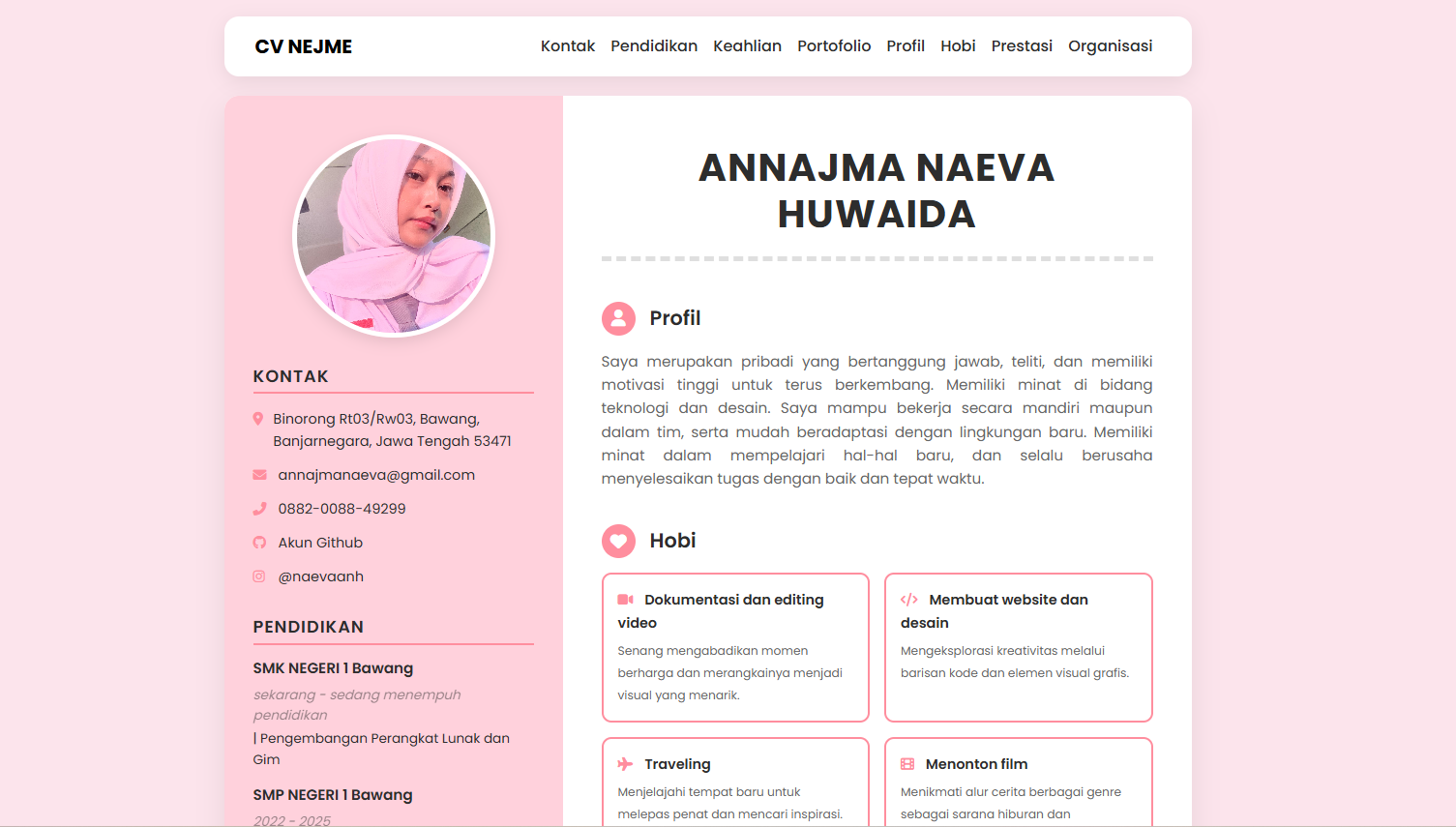 Portofolio Digital Diri Berbasis Website