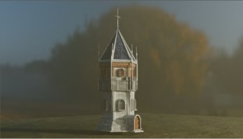 3D Bangunan Kastil Utama - Blender