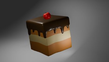 3D Cake Coklat Dengan Cerry