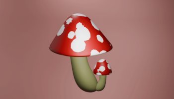 3D Mushroom Simple Low Poly