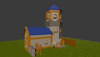 3D Rumah Dan Kastil Simple
