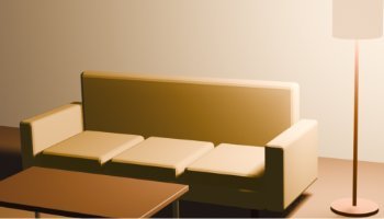 3D sofa meja lampu cahaya