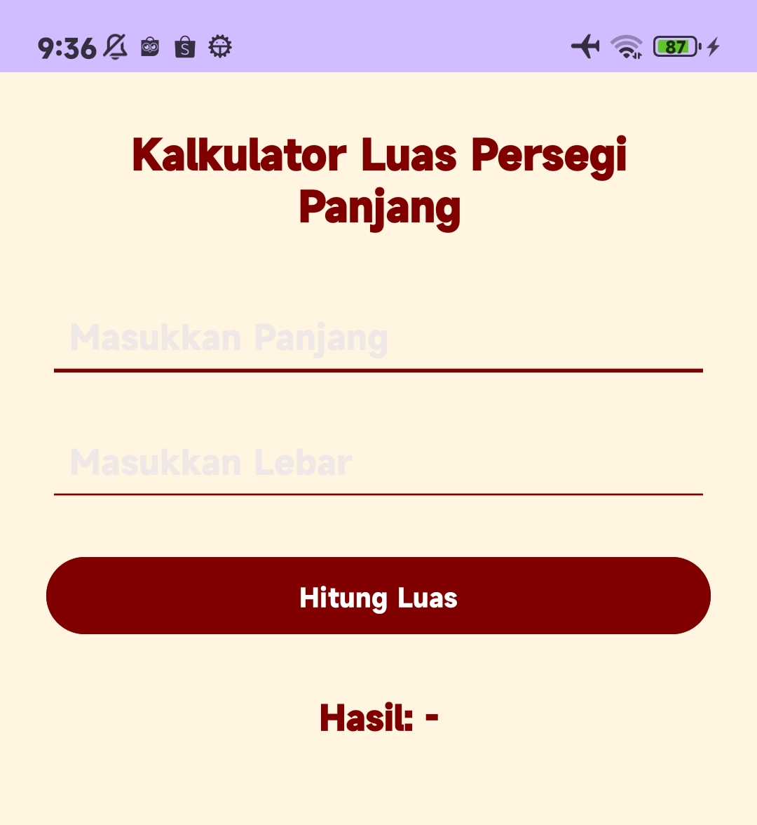 Kalkulator Luas Persegi Panjang - Android Studio