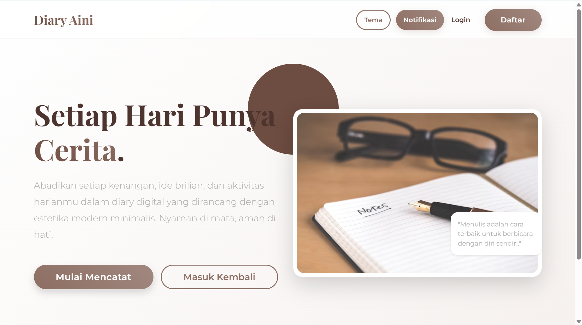 Aplikasi Diary "diaryaini" || Setiap hari punya cerita