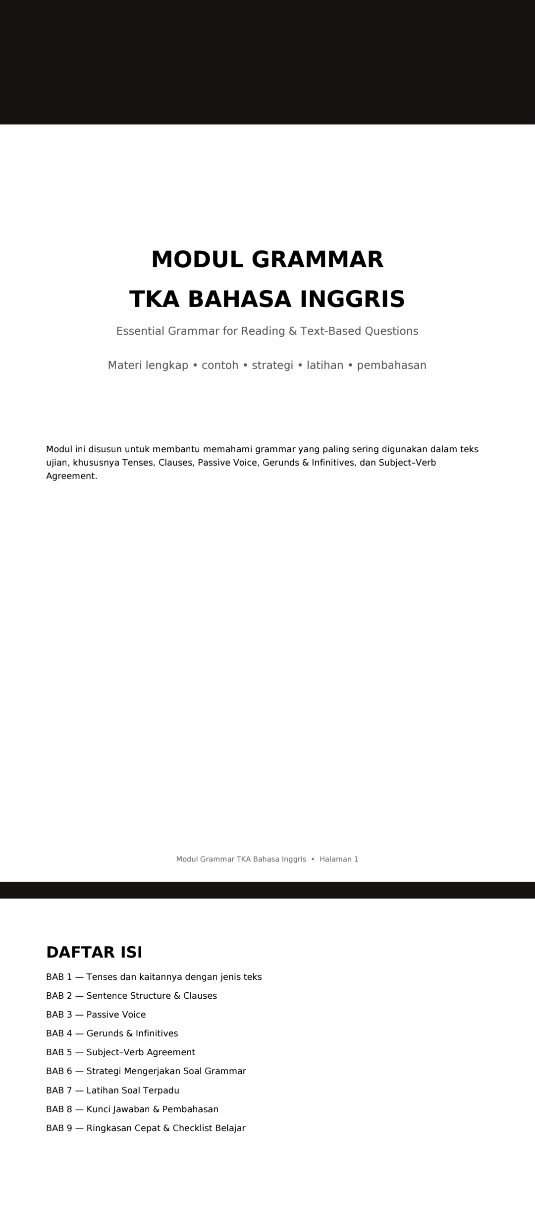 Modul Grammar TKA Bahasa Inggris