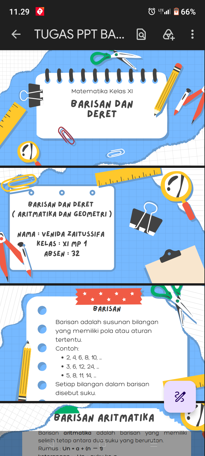 TUGAS POWER POINT MATEMATIKA BARISAN DAN DERET