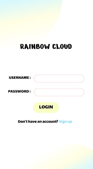 Mockup LOGIN website RAINBOW CLOUD UI/UX