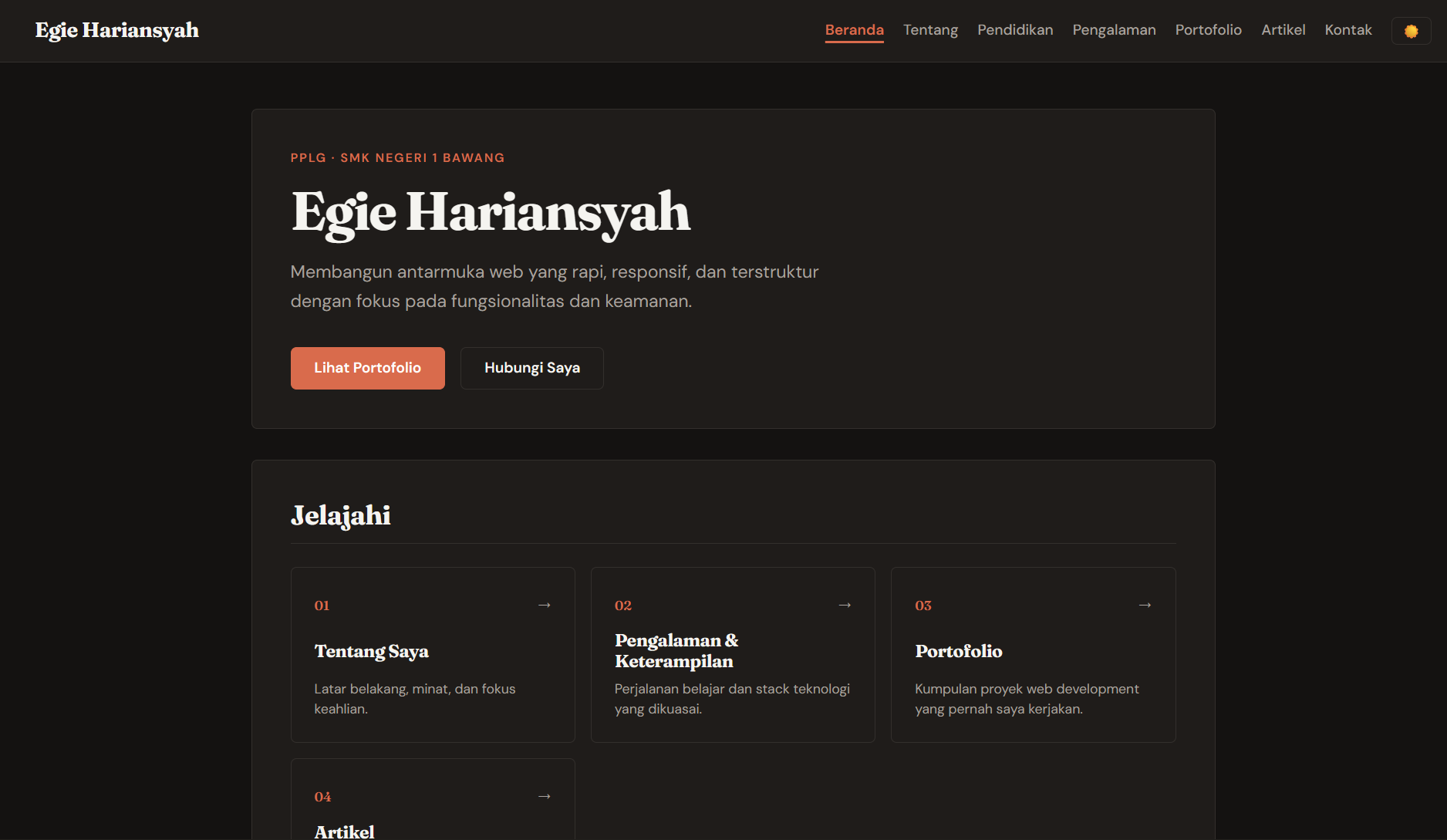 Website Curriculum Vitae Egie Hariansyah