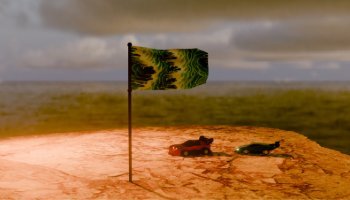 Animasi 3D Bendera Dan Mobil Sederhana