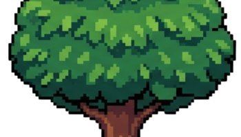 asset 2d pixel art pohon