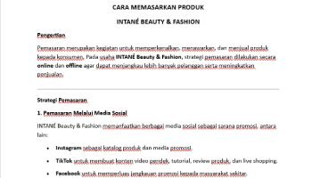 Cara Memasarkan Produk Usaha INTANÉ Beauty & Fashion