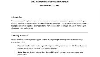 Cara Memasarkan Produk Usaha SEPTÉA Beauty & Salon