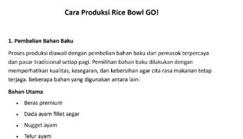 Cara Memproduksi Rice Bowl GO!