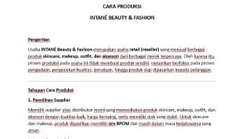 Cara Produksi Usaha INTANÉ Beauty & Fashion ||PKWU