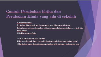 Contoh Perubahan Fisika dan Perubahan Kimia yang ada di sekolah