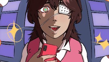 Ilustrasi Original Character Mengintip Lewat Lubang Intip Pintu