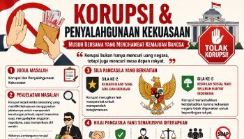 Infografis Permasalahan Korupsi dan penyalahgunaan kekuasaan dan solusi mengatasinya berdasarkan Pancasila
