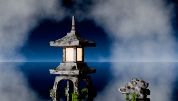 Karya 3D Pagoda Batu Sederhana