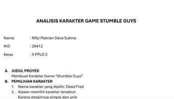 Laporan Singkat Pembuatan Karakter Game Stumble Guys
