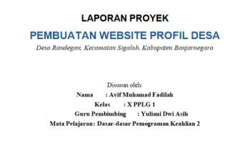 Laporan Web Profil Desa Randegan