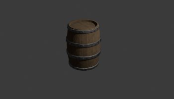 Low Poly Medieval Wooden Barrel