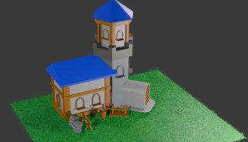 Menara abu abu Kastil 3D blender