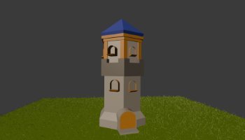 Menara Kastil 3D Low Poly