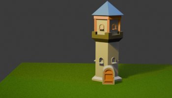menara kastil fantasy color simple