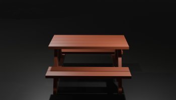 Model 3D Meja Piknik Kayu