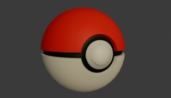 Model 3D Poké Ball Sederhana