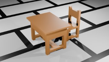 Model Meja & Kursi 3D Low Poly