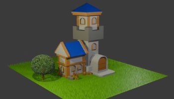 Modeling 3D Kastil Low Poly