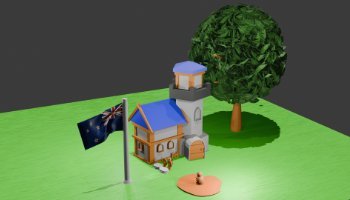 MODELING KARYA 3D BENDERA KASTIL