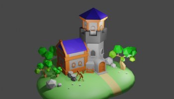 Modeling Kastil simple 3D Blender