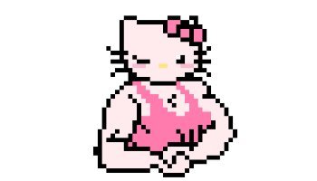 Muscular hello kitty flexes muscles