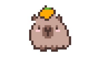 Pixel Capybara Wearing Carrot Hat