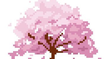 Aset 2D Pixel Pohon Sakura