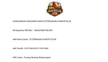 Rancangan anggaran peternakan ayam petelur