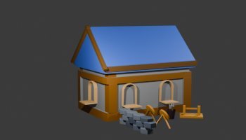 rumah kerajaan dan pebatuan 3d