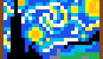 Van Gogh Starry Night Pixel Art by Aqilla Ineky - Karya AQILLA INEKY ...
