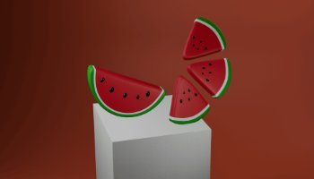 Watermelon Slices Dancing in the Air