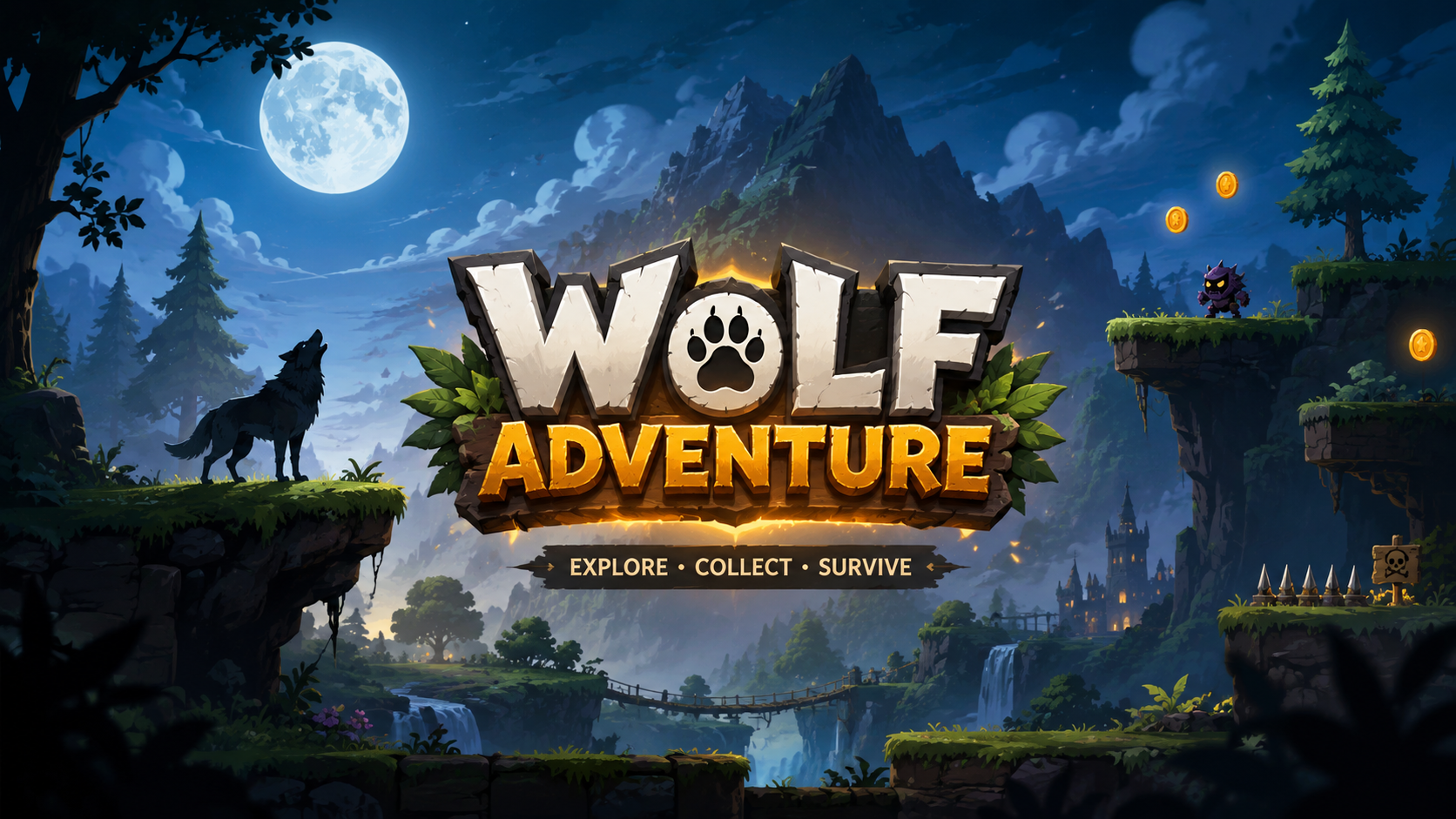 Game Wolf Adventure 2D Platformer